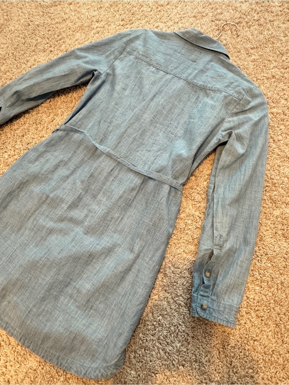 Abercrombie & Fitch denim embroidered Tie Waist shirt dress. Size XS - Picture 10 of 12